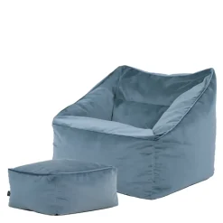 icon Zitzak en Poef Natalia - Fluwelen Zitzak - Blauw