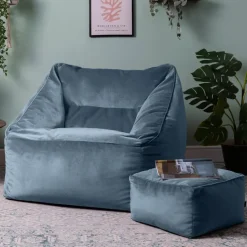 icon Zitzak en Poef Natalia - Fluwelen Zitzak - Blauw