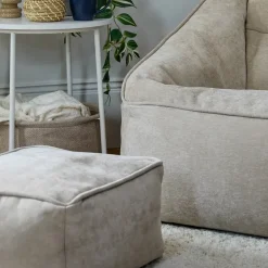 icon Zitzak en Poef Natalia - Chenille Zitzak Fauteuil - Beige