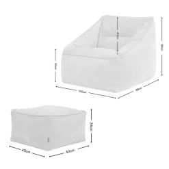 icon Zitzak en Poef Natalia - Chenille Zitzak Fauteuil - Beige