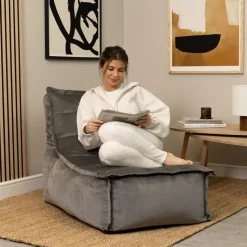 icon Zitzak Lounger Dolce - Fluwelen Zitzak - Houtskool