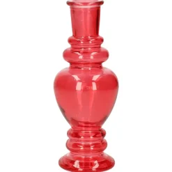 Ideas 4 Seasons Bloemenvaas Venice - glas - koraal rood - D5.7 x H15 cm