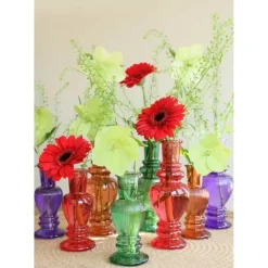 Ideas 4 Seasons Bloemenvaas Venice - glas - koraal rood - D5.7 x H15 cm