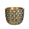Ideas4Seasons Bloempot ruit motief Hanoi - goud - D14 x H12 cm
