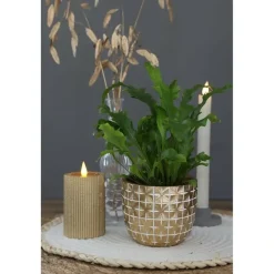 Ideas4Seasons Bloempot ruit motief Hanoi - goud - D14 x H12 cm