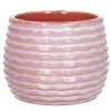Ideas4seasons Plantenpot ribbel - zachtroze - D14 x H10 cm