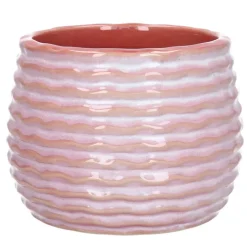 Ideas4seasons Plantenpot ribbel - zachtroze - D14 x H10 cm