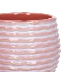 Ideas4seasons Plantenpot ribbel - zachtroze - D14 x H10 cm