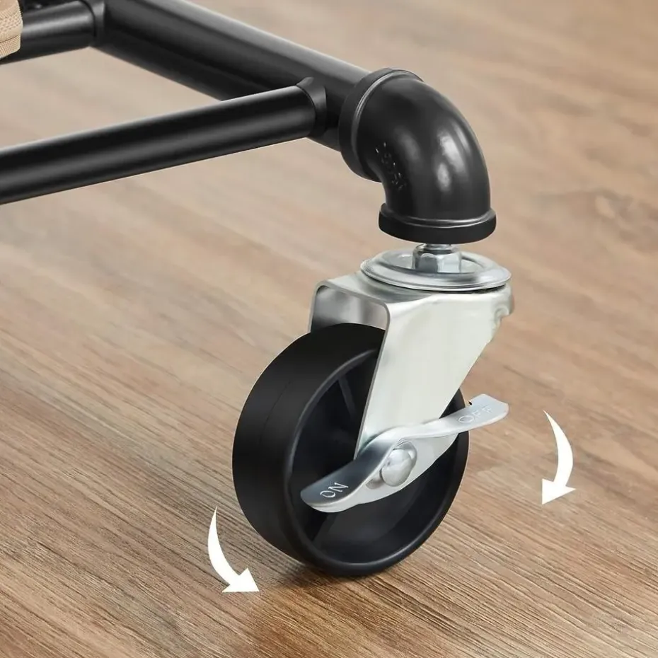 Ijzeren Kledingrek - Kledingrek op wieltjes - 2 stangen