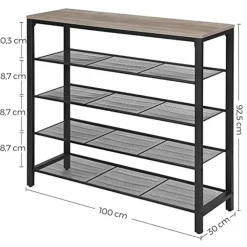 Industrieel 5-vaks Schoenenrek, Schoenopberger