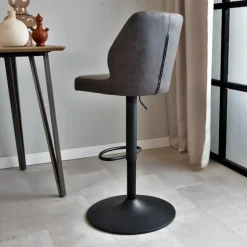 Industriële barkruk Grizzly antraciet - Zithoogte 64 cm - Stof - Grijs