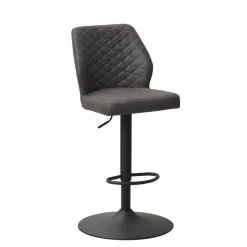 Industriële barkruk Grizzly antraciet - Zithoogte 64 cm - Stof - Grijs