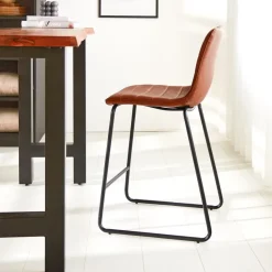 Industriële barkruk Mark cognac - Zithoogte 65 cm - Kunstleder - Bruin