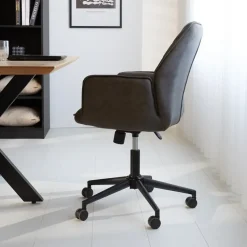 Industriële draaibare bureaustoel Novan antraciet - 52x57x87 cm - Stof - Grijs