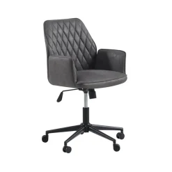 Industriële draaibare bureaustoel Novan antraciet - 52x57x87 cm - Stof - Grijs