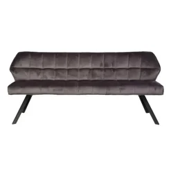 Industriële eetkamerbank Romy velvet 180 cm grijs - 190x180x81 cm - Stof - Grijs