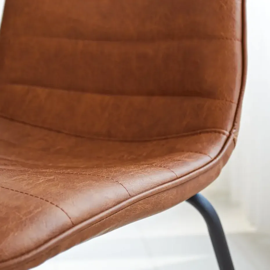 Industriële eetkamerstoel Mark cognac - Kunstleder - Bruin