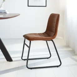 Industriële eetkamerstoel Mark cognac - Kunstleder - Bruin