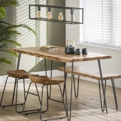 Industriële eettafel acaciahout Novi 130x70 cm - Hout - Bruin