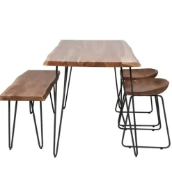 Industriële eettafel acaciahout Novi 130x70 cm - Hout - Bruin