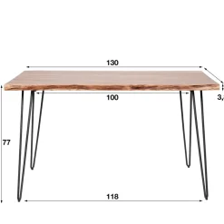 Industriële eettafel acaciahout Novi 130x70 cm - Hout - Bruin