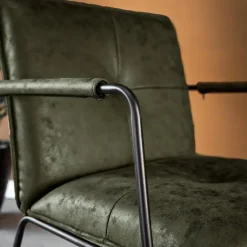 Industriële fauteuil Hailey groen ecoleder - Leder - Groen