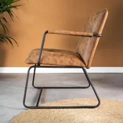 Industriële fauteuil Hailey groen ecoleder - Leder - Groen