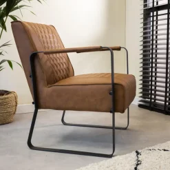 Industriële fauteuil Peter Cognac - Kunstleder - Bruin