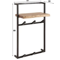 Industriële kapstok Naomi acaciahout metaal - 30x51x80 cm - Hout - Bruin