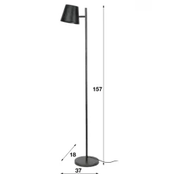 Industriële vloerlamp Sienna metaal antraciet - 157x37x157 cm - Metaal - Grijs