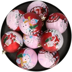 Inge Christmas goods Kerstballen - 6 cm - rood - 9x stuks
