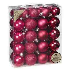 Inge Christmas kerstballen - 44x - bessen roze - kunststof - mix
