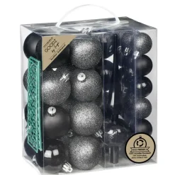 Inge Christmas kerstballen -39-dlg- zwart- kunststof - met piek
