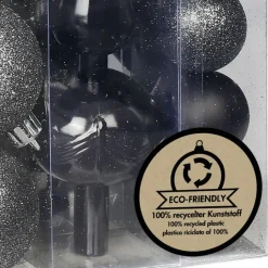 Inge Christmas kerstballen -39-dlg- zwart- kunststof - met piek