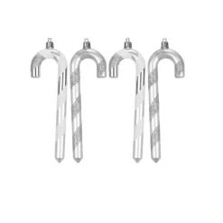 Inge goods Kersthangers - 4x - zuurstokken - zilver - 14 cm