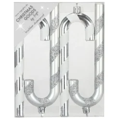Inge goods Kersthangers - 4x - zuurstokken - zilver - 14 cm