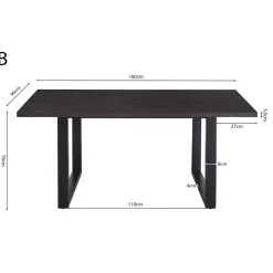 Interiax Eettafel 'Oliver' 180 cm Decor Donkerbruin