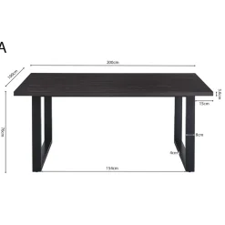 Interiax Eettafel 'Oliver' 200 cm Decor Donkerbruin