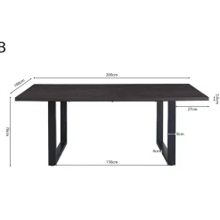 Interiax Eettafel 'Oliver' 200 cm Decor Donkerbruin