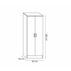 Interiax Kledingkast 'Amelie' - Wit - 2 Deurs - 180x60x40 cm