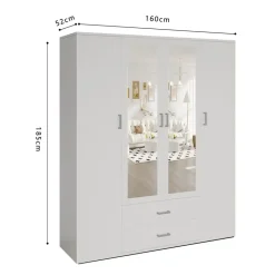 Interiax Kledingkast 'Lena' - Sonoma Eik - 4 Deurs - 185x160x52cm