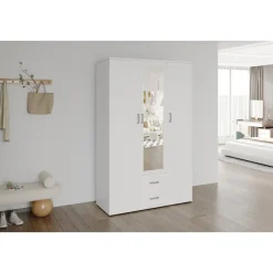 Interiax Kledingkast 'Lena' - Wit - 3 Deurs - 185x120x52cm