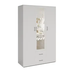 Interiax Kledingkast 'Lena' - Wit - 3 Deurs - 185x120x52cm