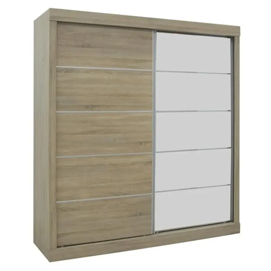 Interiax Kledingkast 'Mila' - Sonoma Eik - Schuifdeurkast - 197x182x52 cm