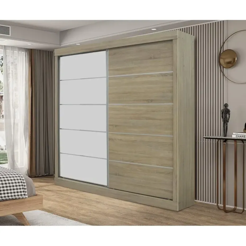 Interiax Kledingkast 'Mila' - Sonoma Eik - Schuifdeurkast - 197x182x52 cm