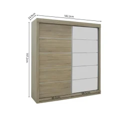 Interiax Kledingkast 'Mila' - Sonoma Eik - Schuifdeurkast - 197x182x52 cm