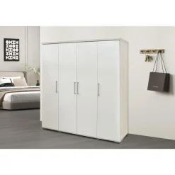 Interiax Kledingkast 'Mila' - Wit - 4 Deurs - 183x120x52cm