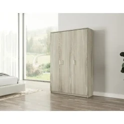Interiax Opbergkast - Kledingkast 'Amelie' - Sonoma Eik - 3 Deurs - 180x120x40cm