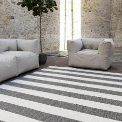 Interieur05 Buitenkleed Stripes Grijs/Wit dubbelzijdig - 230 x 160 cm