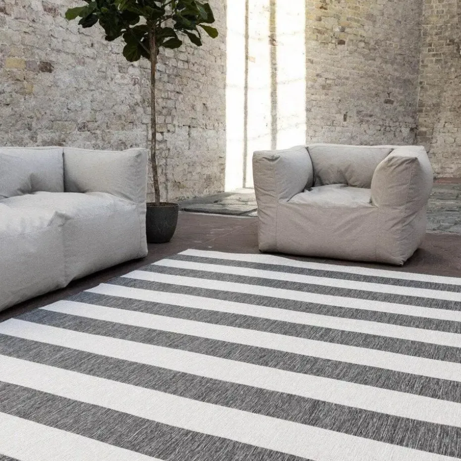 Interieur05 Buitenkleed Stripes Grijs/Wit dubbelzijdig - 230 x 160 cm